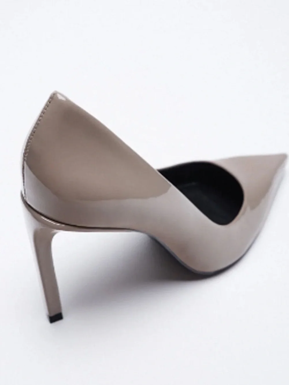 Zara Patent Pointed Toe Pumps - Taupe